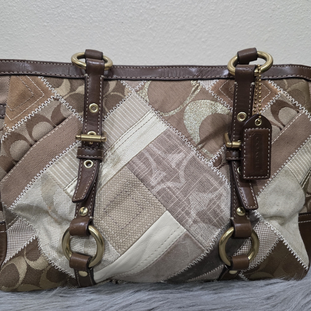 Coach Patchwork Brown and Cream Shoulder Bag